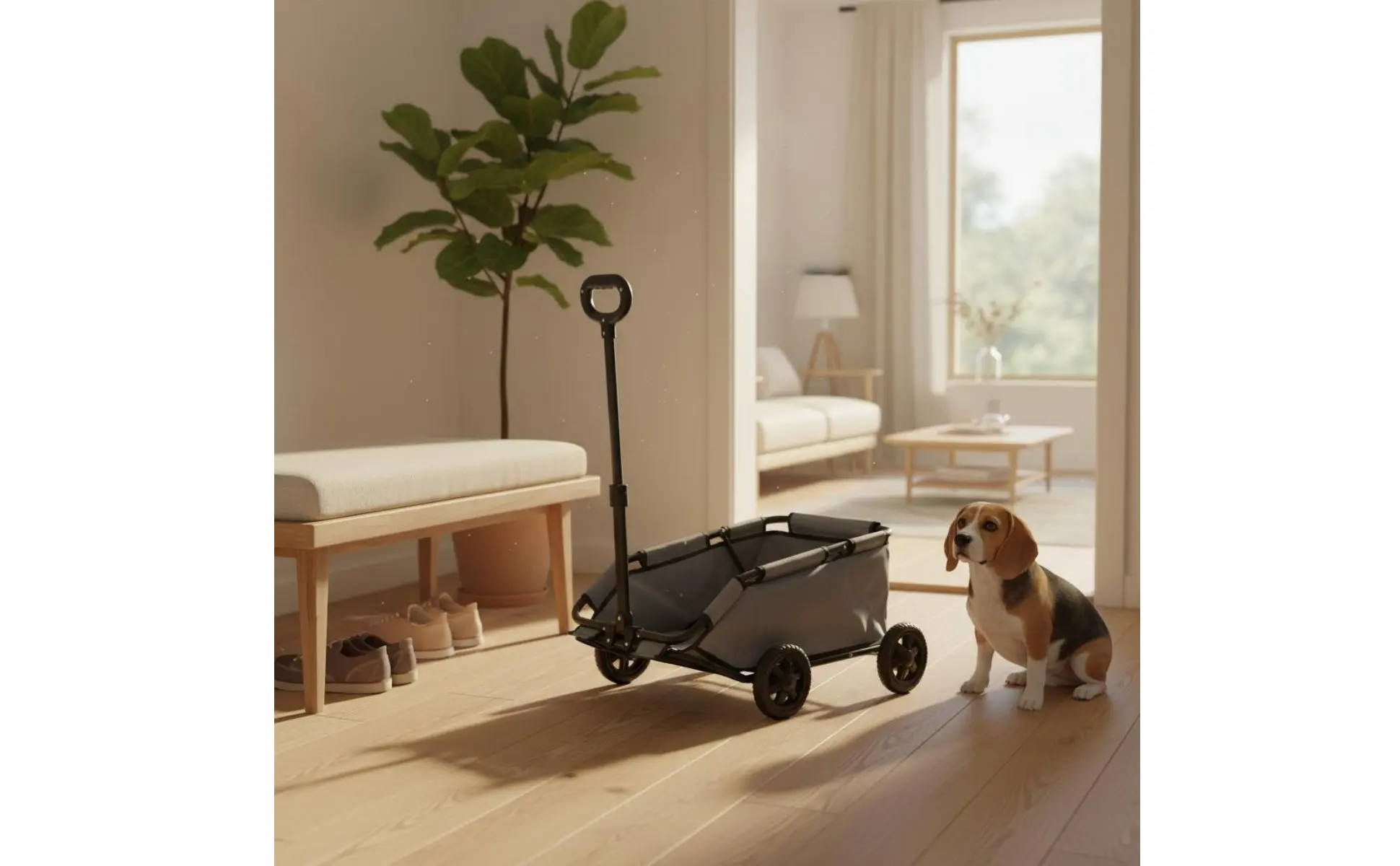 Lightweight Pet Pull Wagon Portable Foldable Pet Trolley 4-Wheel Dog Wagon Adjustable Handle Foldable Dog Carrier