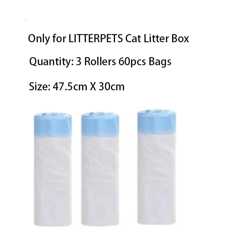 Clean and Automatic Pet Cat Litter Box with Convenient Drawstring Closure for Poop Bags - Essential LITTERPETS Supplies for Fres