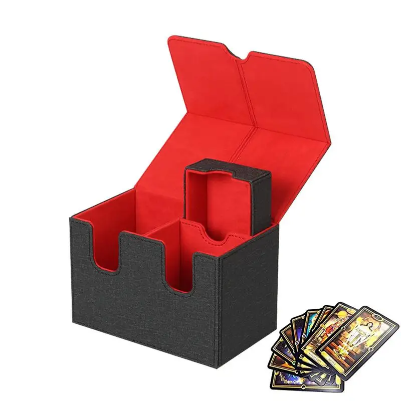 Card Deck Boxes PU Leather Storage Box With Magnetic Closure For Cards Multifunctional Solid Organizing Supplies U Shape Slot