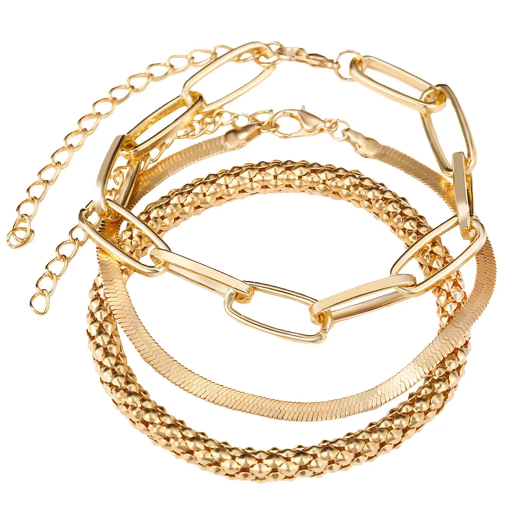 

/Set Multi-Layer Bracelet Simple Women Bangle Elegant Durable Hand Ornament Daily Wearing Accessory Retro Metal Armlet Party