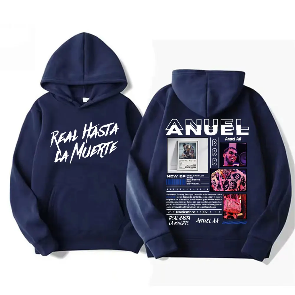 Anuel AA Real Hasta La Muerte Merch Hoodie Men Women's Fashion Hip Hop Vintage Sweatshirts Casual High Quality Pullovers Hoodies