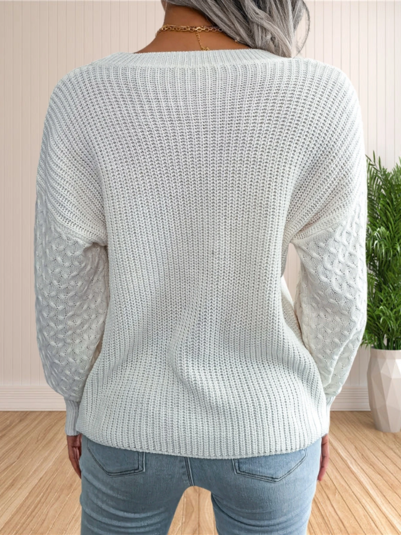 Sweater for Women Cable Knit Crew Neck Long Sleeves Fashion Casual Pullover Sweater Tops