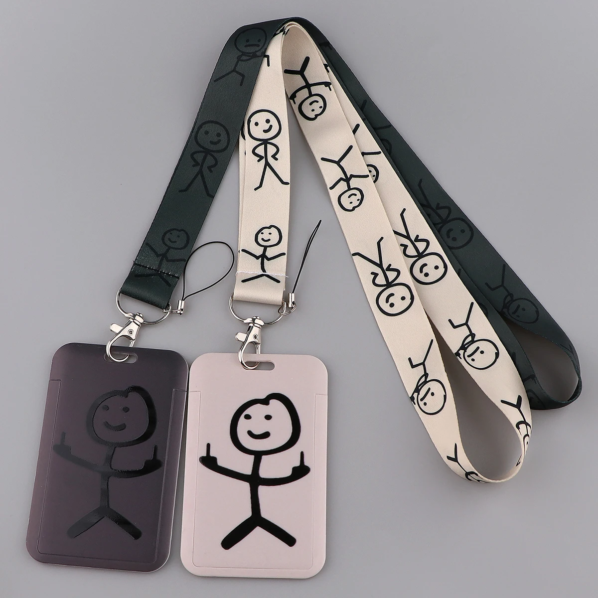 Middle Finger Stickman Keychain Cute Goose Lanyard for Keys Card ID Badge Holder Phone Charm Key Holder Key Rings Accessories