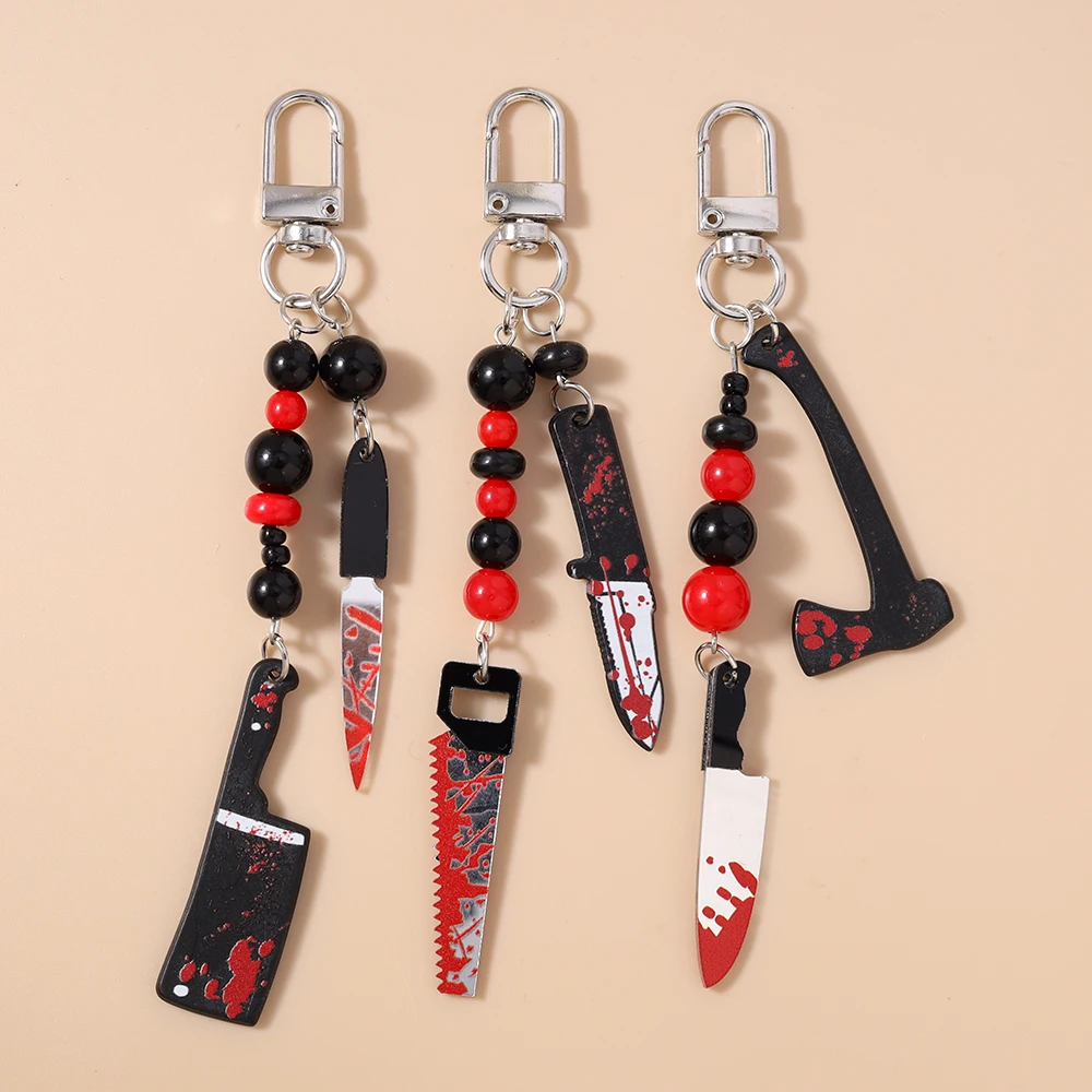Aihua Resin Imitation Saw Knife Ax Keychain Women Girls Key Ring Pendants for Handbag Decor DIY Halloween Key Chain Jewelry Gift