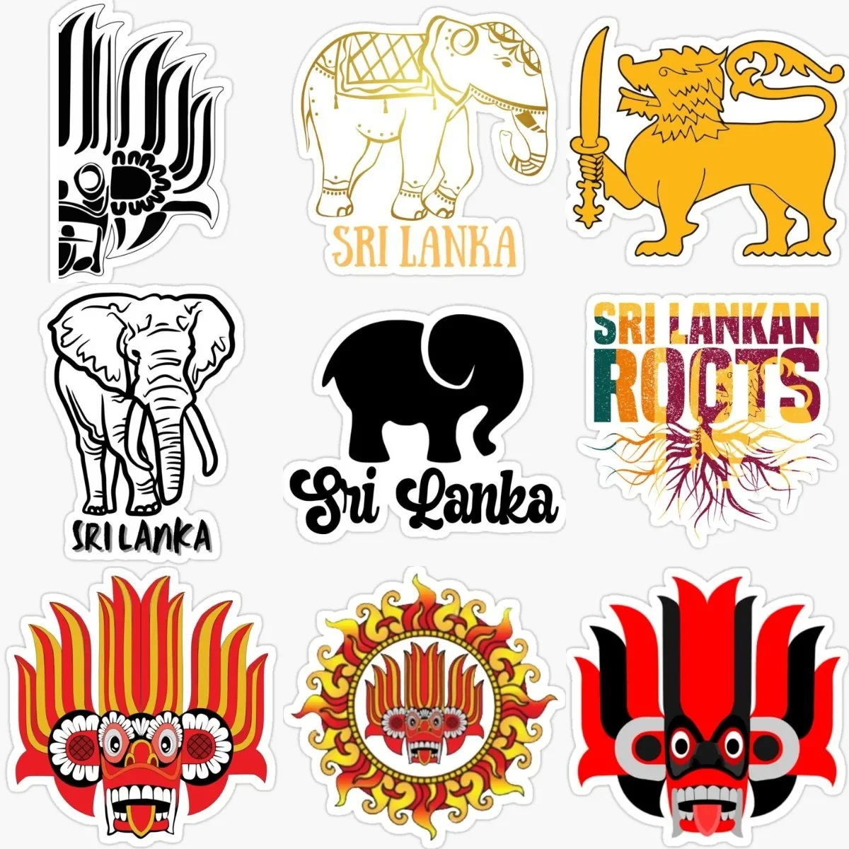 Sri Lanka Flag Devil Mask Creative PVC Waterproof Stickers Accessories for Decorate Car Van Wall Room Fridge Bicycle Helmet