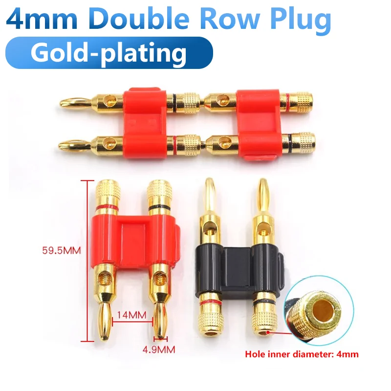 Double Row 4MM Banana Plug Connector Speaker Plug Amplifier Jack Twin Banana Terminal Couple Adapter