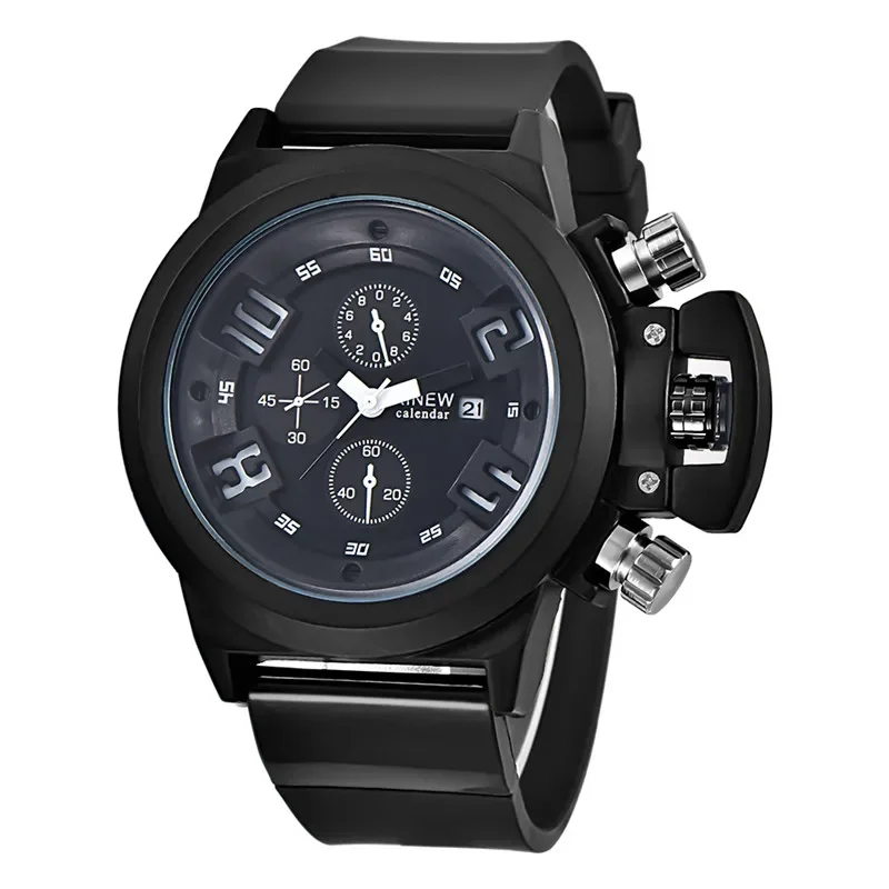 

Students Unique Designer Watches Men Boys Brand Fashion Casual Rubber Band Calendar Quartz Wrist Watch Black Montre Homme 2024