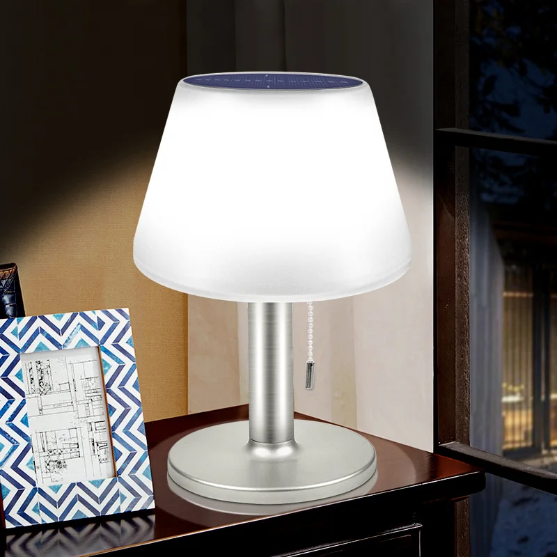 

LED Solar Table Lamp Outdoor Indoor Desk Lamps White Night Lights Book Light For Home Bedroom With Pull Switch Three Lighting