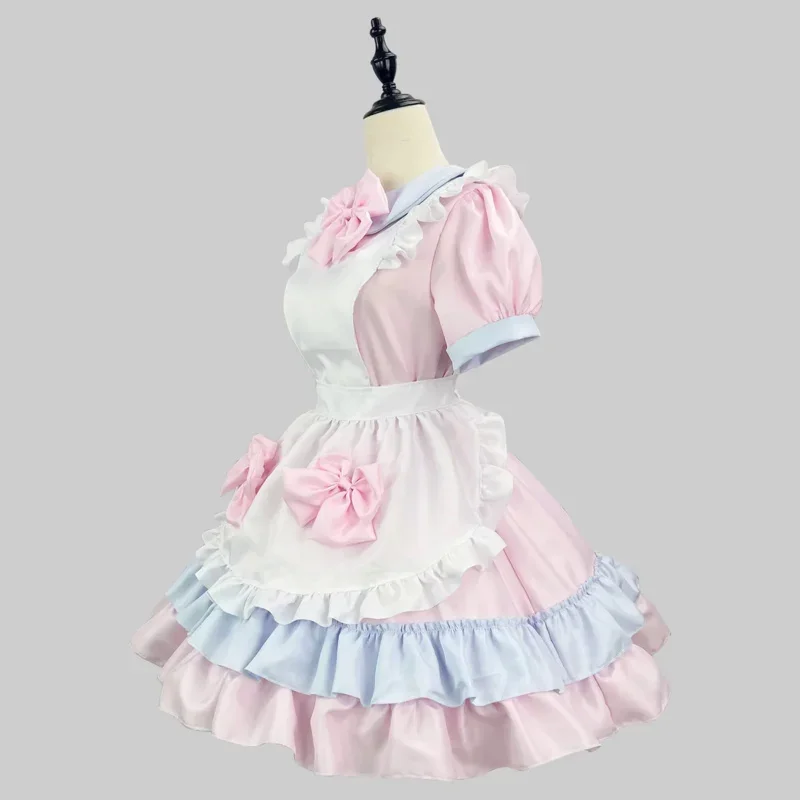 ロリータ-女の子のためのメイドスタイルのコスプレドレス,かわいいピンクのスーツ,ステージコスチューム,S-5XL