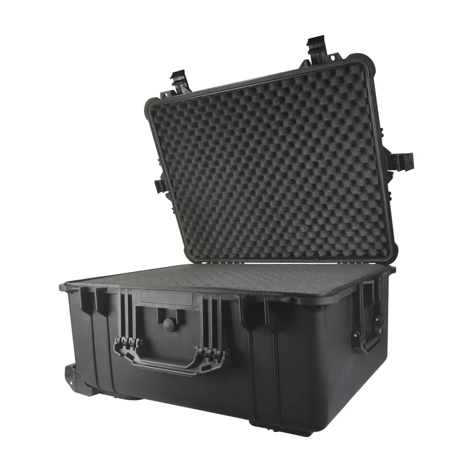 Hard carry waterproof plastic trolley tool case box safety protective flight case with wheels and pull handle