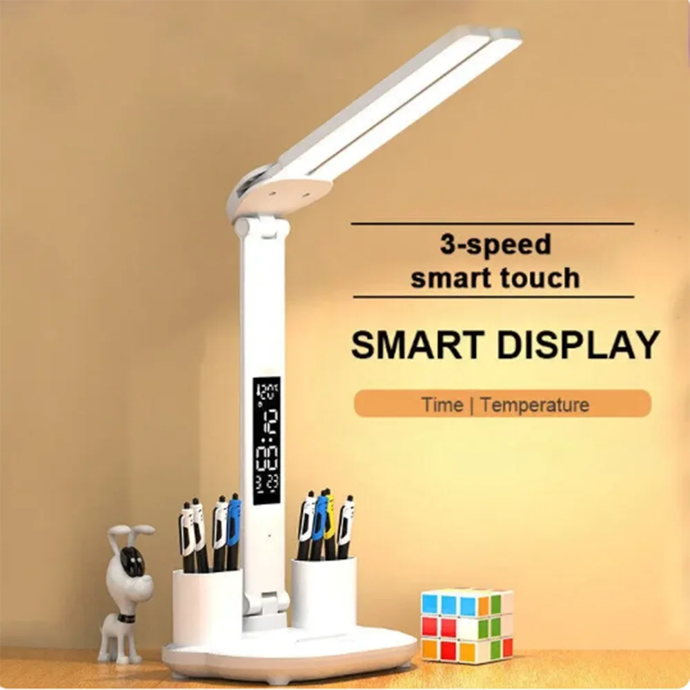 Folding Table Lamp Touch Dimming Night Light Student Dormitory Reading Eye Protection Bedroom LED USB Rechargeable Desk Lamp