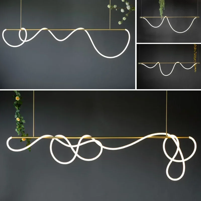 북유럽 레스토랑 샹들리에, 창의적인 개성, 심플한 바, LED 스트립 라이트 포스트, 모던 아트, 미니멀리스트 윈드 라이트, 럭셔리 램프