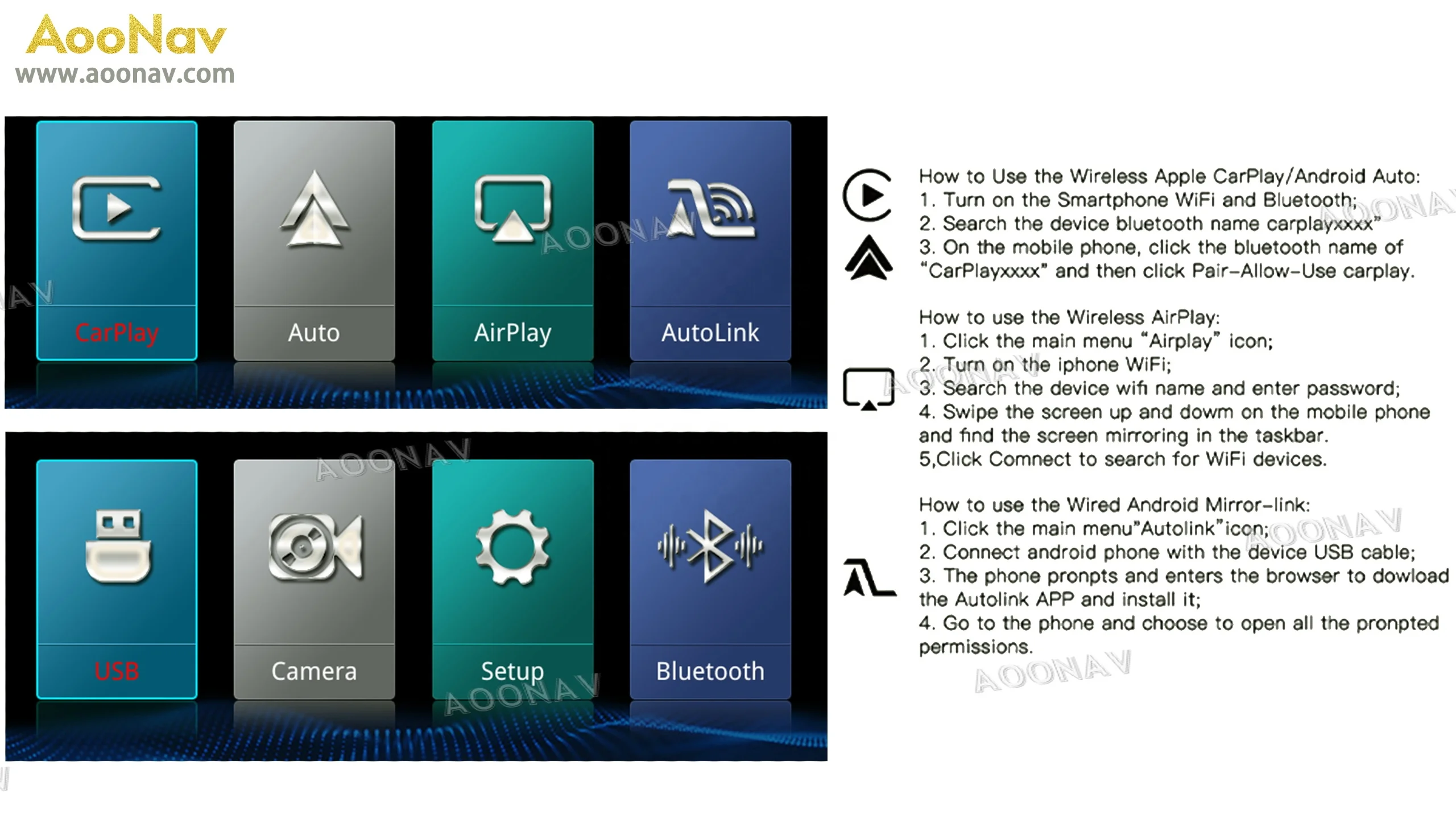 AOONAV Linux System für Alphard 2020-2023 Fit Original Auto Bildschirm Drahtlose CarPlay Android Auto Radio Adapter