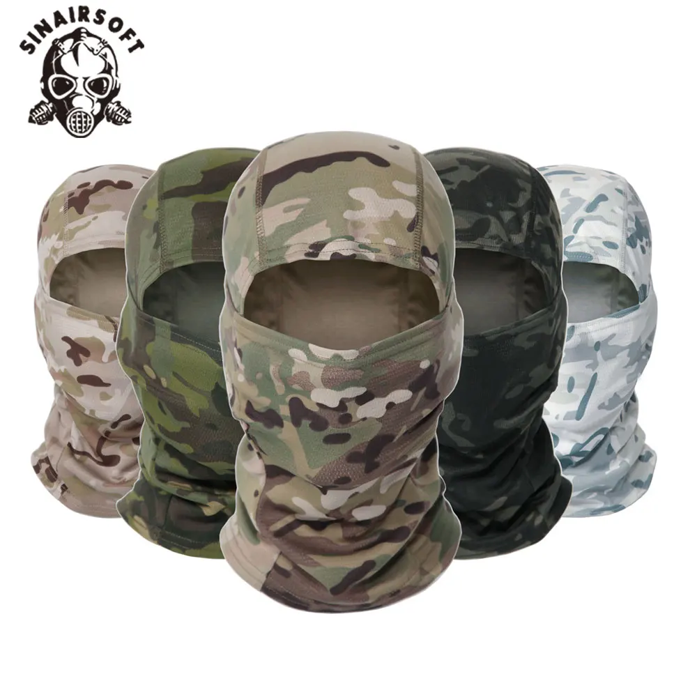 

SINAIRSOFT Camouflage Balaclava Full Face CS Mask Ski Cycling Hunting Head Neck Cover Helmet Liner Cap Multicam Men Scarf
