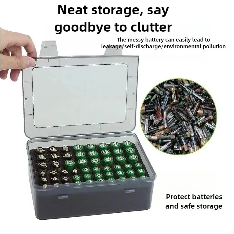 54-Slot AA AAA Batterie-Aufbewahrungsorganisator mit klarer Sicht, stapelbares Kunststoff-Box-Gehäuse für die Organisation von Zuhause, Garage, Schubladen
