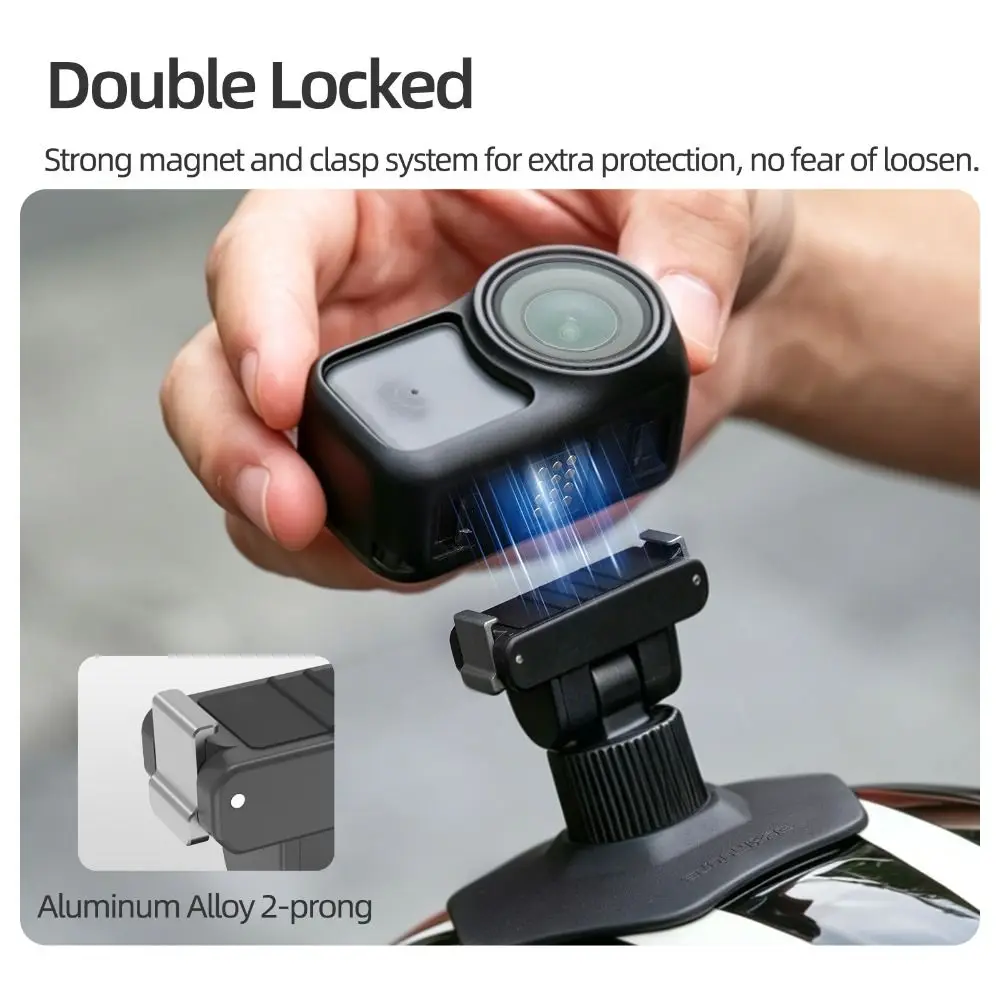 Flexible Motorcycle Helmet Fixed Bracket Magnetic Adhesive Base Sticker Mount Adjustable for DJI Osmo Nano/Action 6