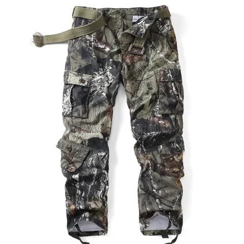 AKARMY Herr Cargobyxor, Camobyxor Bomull Casual Work Vandringsbyxor med 8 Fickor Vilda Vandringsbyxor (Utan Bälte) 8 best sales 8-ficks cargobyxor - №7