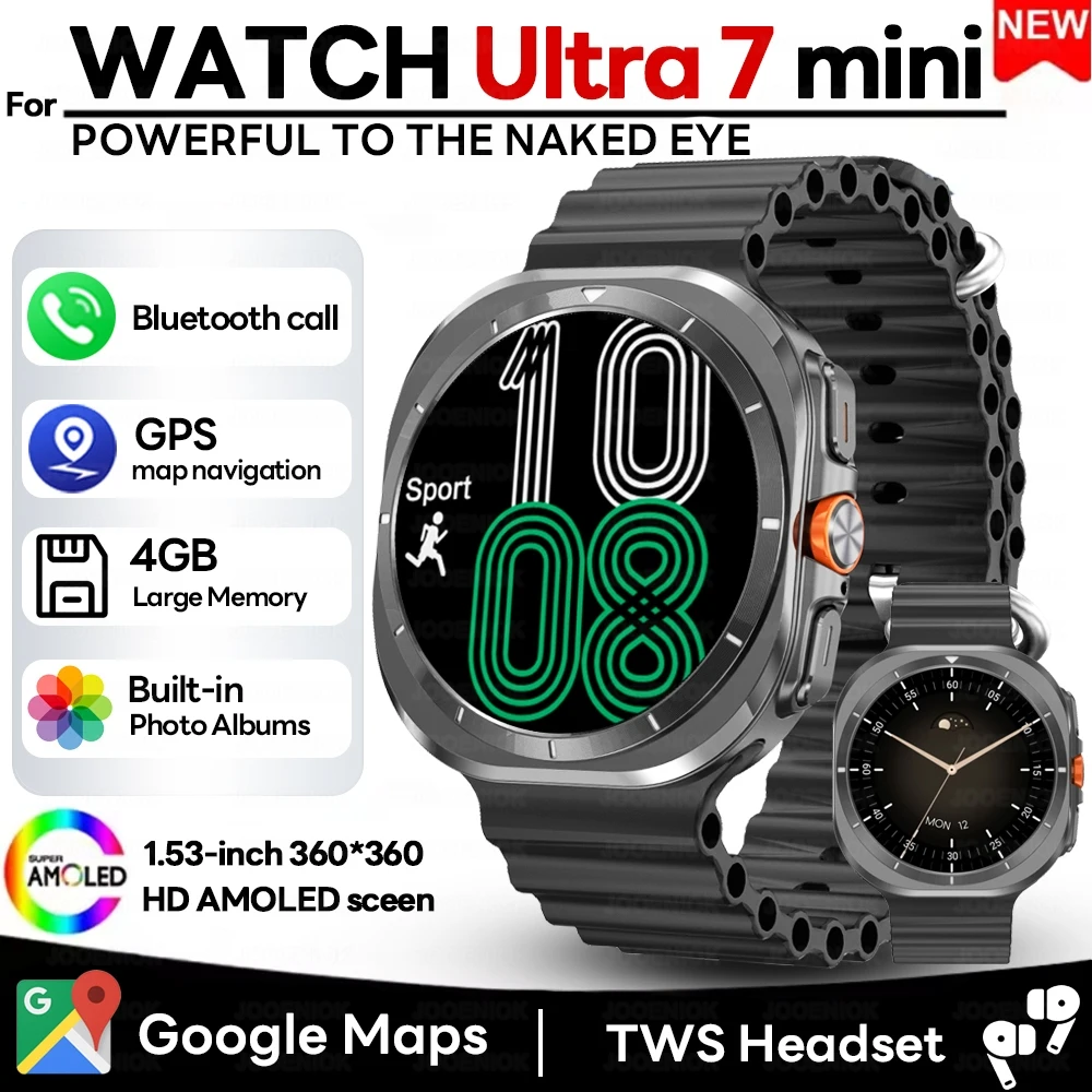 

2025 New GPS Navigation Smart Watch Men AMOLED HD Screen Voice Call 4GB Memory Music Video Player Smartwatch Watch 7 Ultra mini