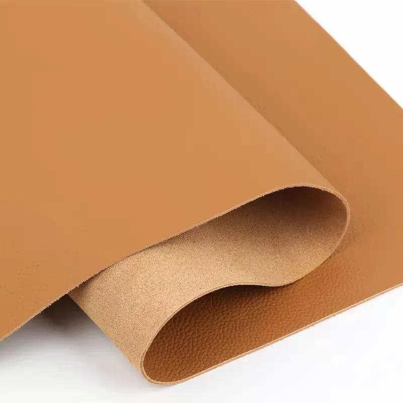 Light brown genuine leather, first-layer small litchi grain sofa leather, bed head soft cover, car seat cover, cowhide leather