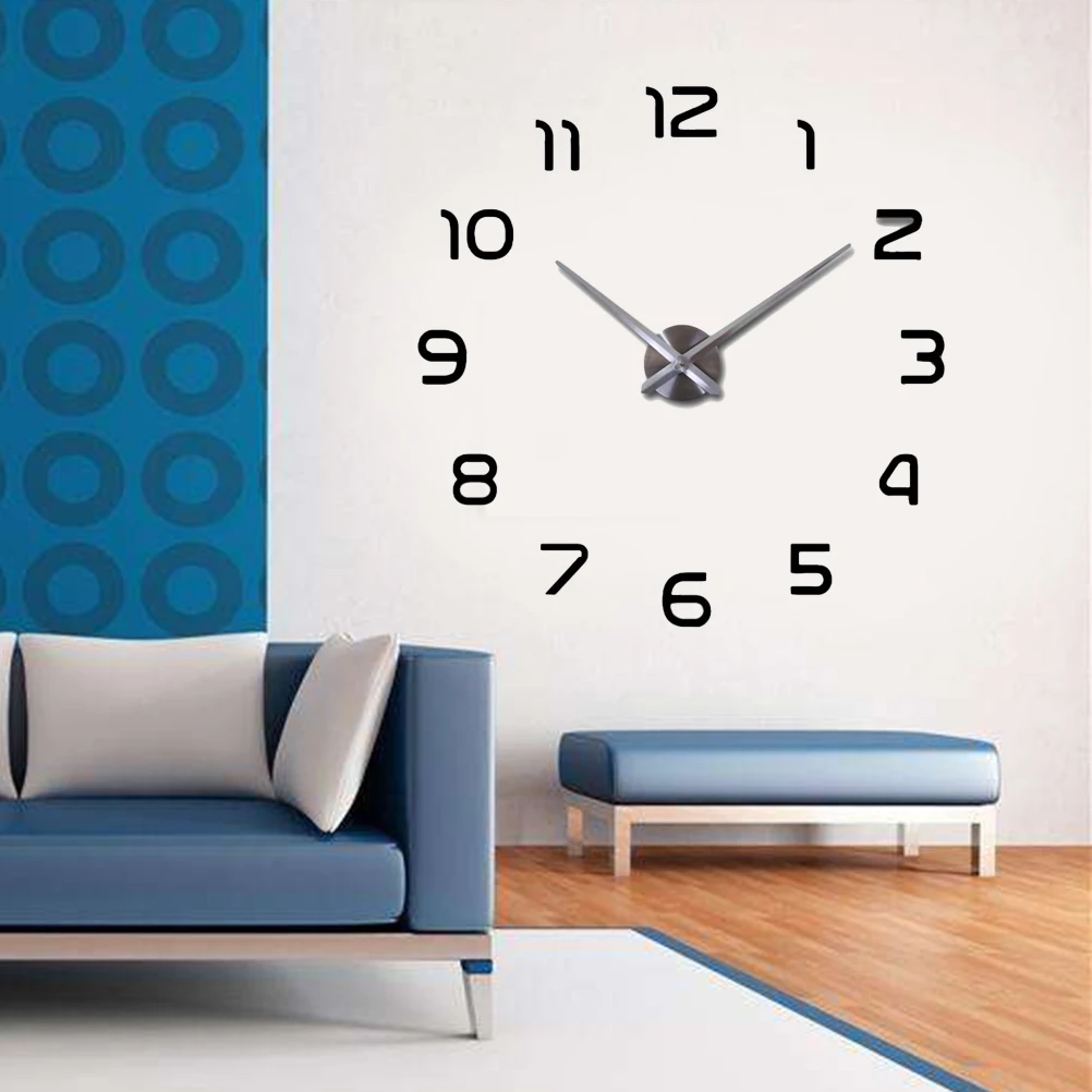 

Large Acrylic Mirror Wall Clock Creative DIY Modern Design Silent Mute Core for Bedroom Living Room Office Study