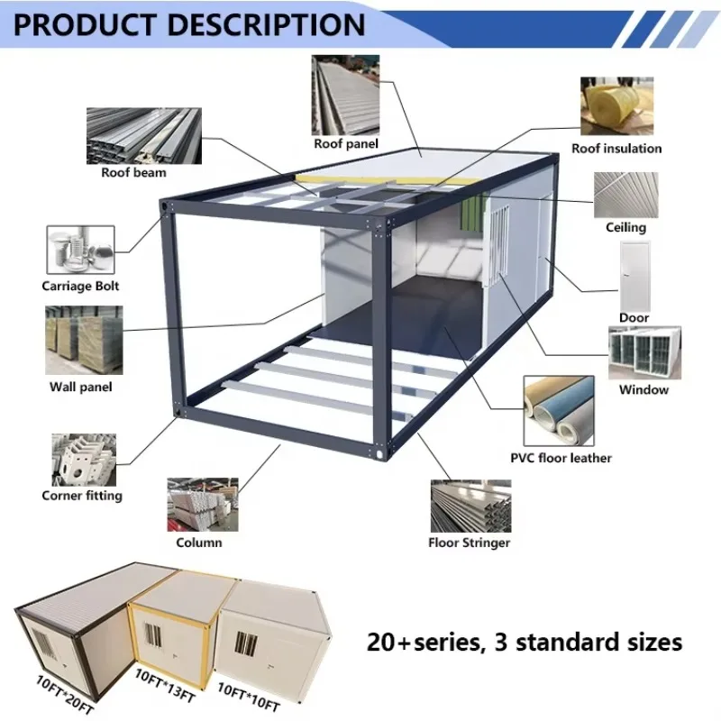 

Hot Sale CGCH 20ft 40ft Foldable Container Home Containers Fast Assemble Dormitory Portable Tiny House For Sale