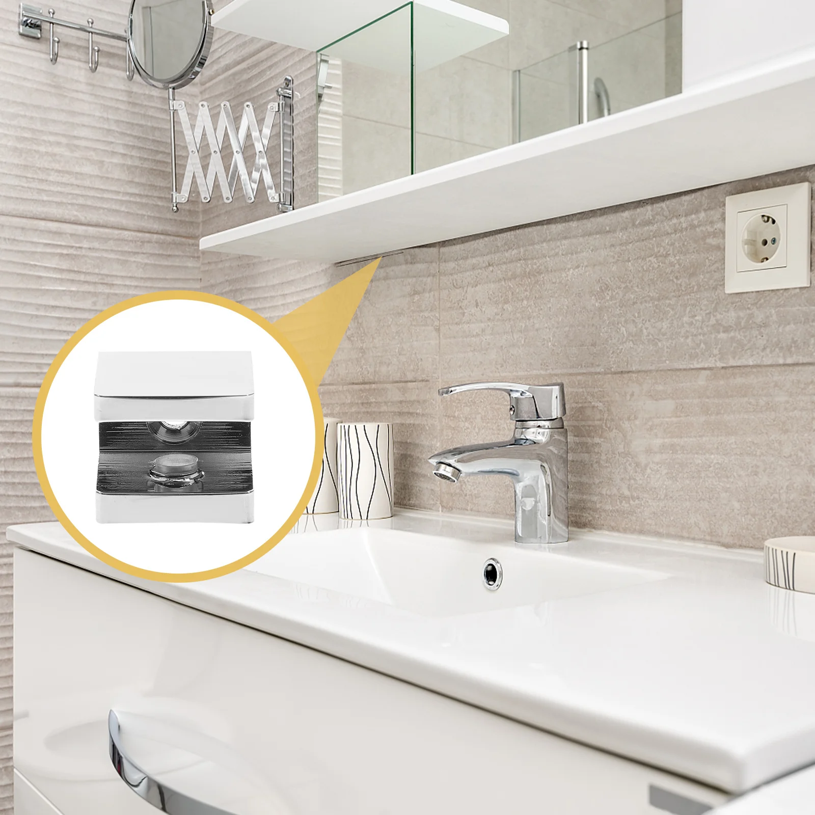 3 قطعة مقاطع الرف الزجاجي النحاس قابل للتعديل الثقيلة رف معلق بين قوسين عدم الانزلاق لخزانة عرض الحمام المطبخ #6