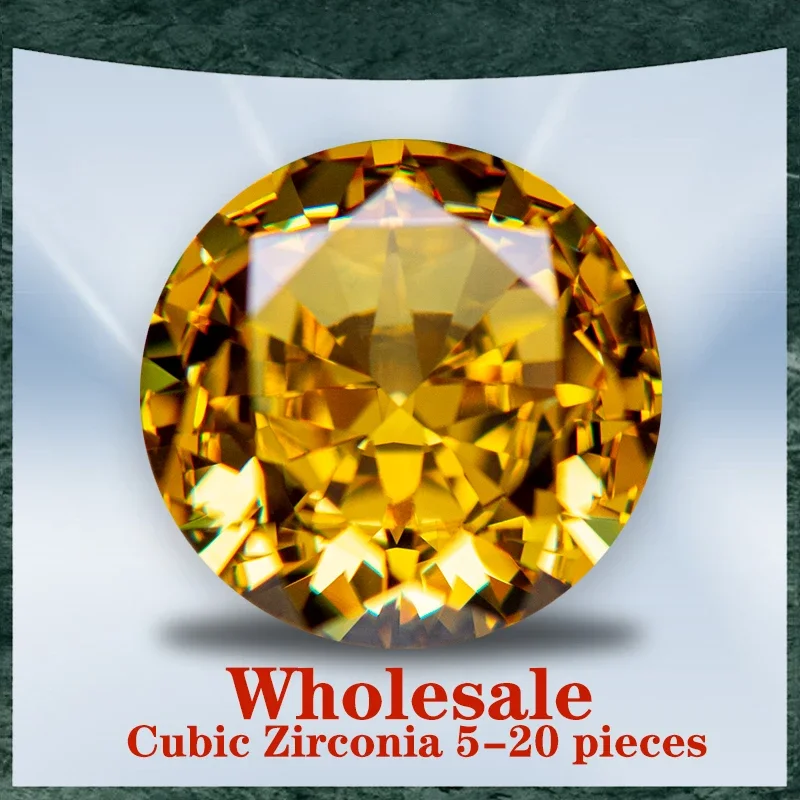 

Cubic Zirconia Wholesale No Certificate Crushed Ice Cut Round Shape Dark Yellow Color Charms Beads for Jewelry Making Materials