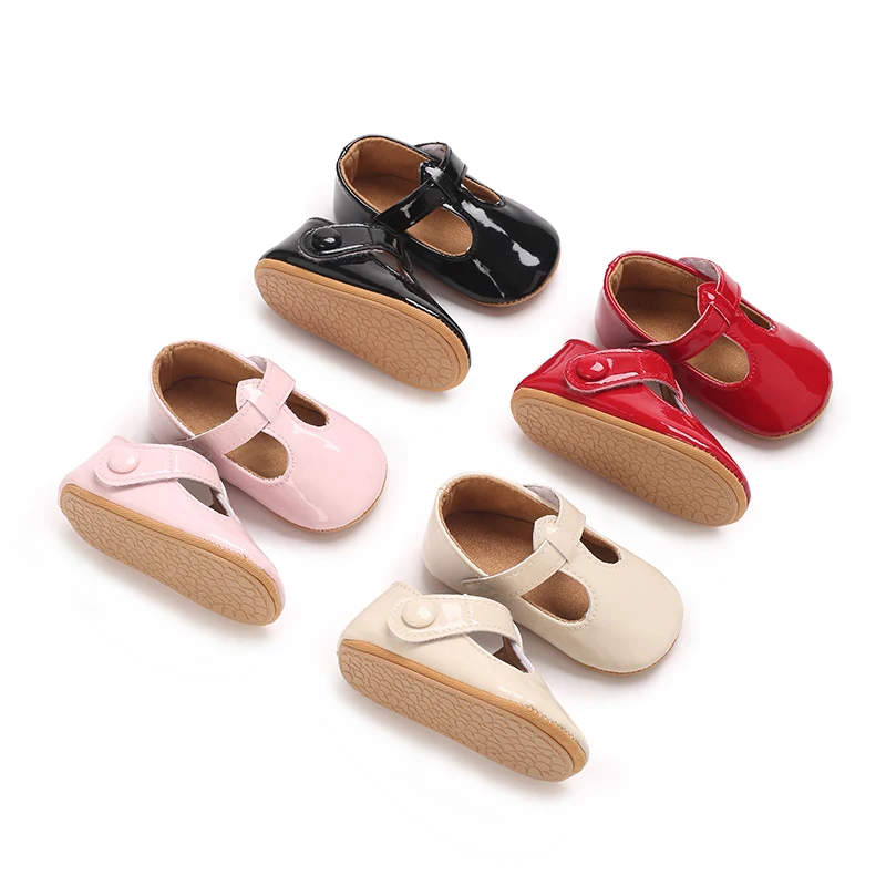 

Baby Birthday Party Shoes Infant Toddler Bowknot Non-Slip Rubber Soft-Sole Flat PU First Walker Newborn Solid Color Mary Janes