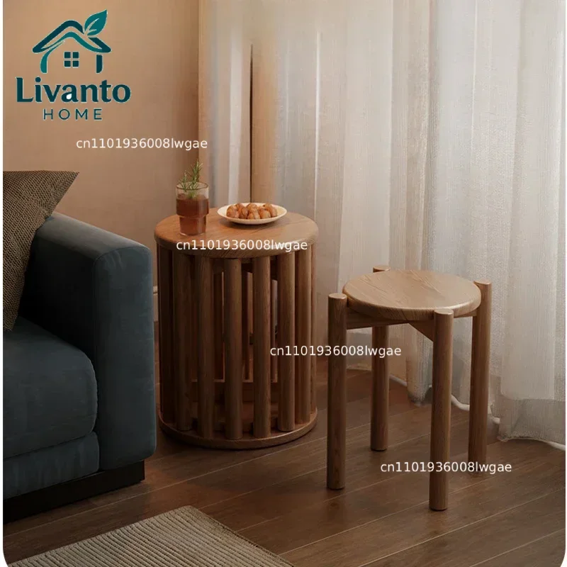 

Creative Stacking Dining Chairs Solid Wood Living Room Low Stool Multi Functional Tea Table Versatile Scene Modern Furniture