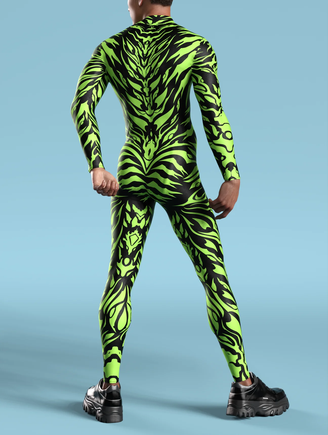 3D Printing Holiday Party Men CyberPunk Rainbow Jumpsuit Wear Onesie Halloween Cosplay Costume Elastic Bodysuits Rompers view 2