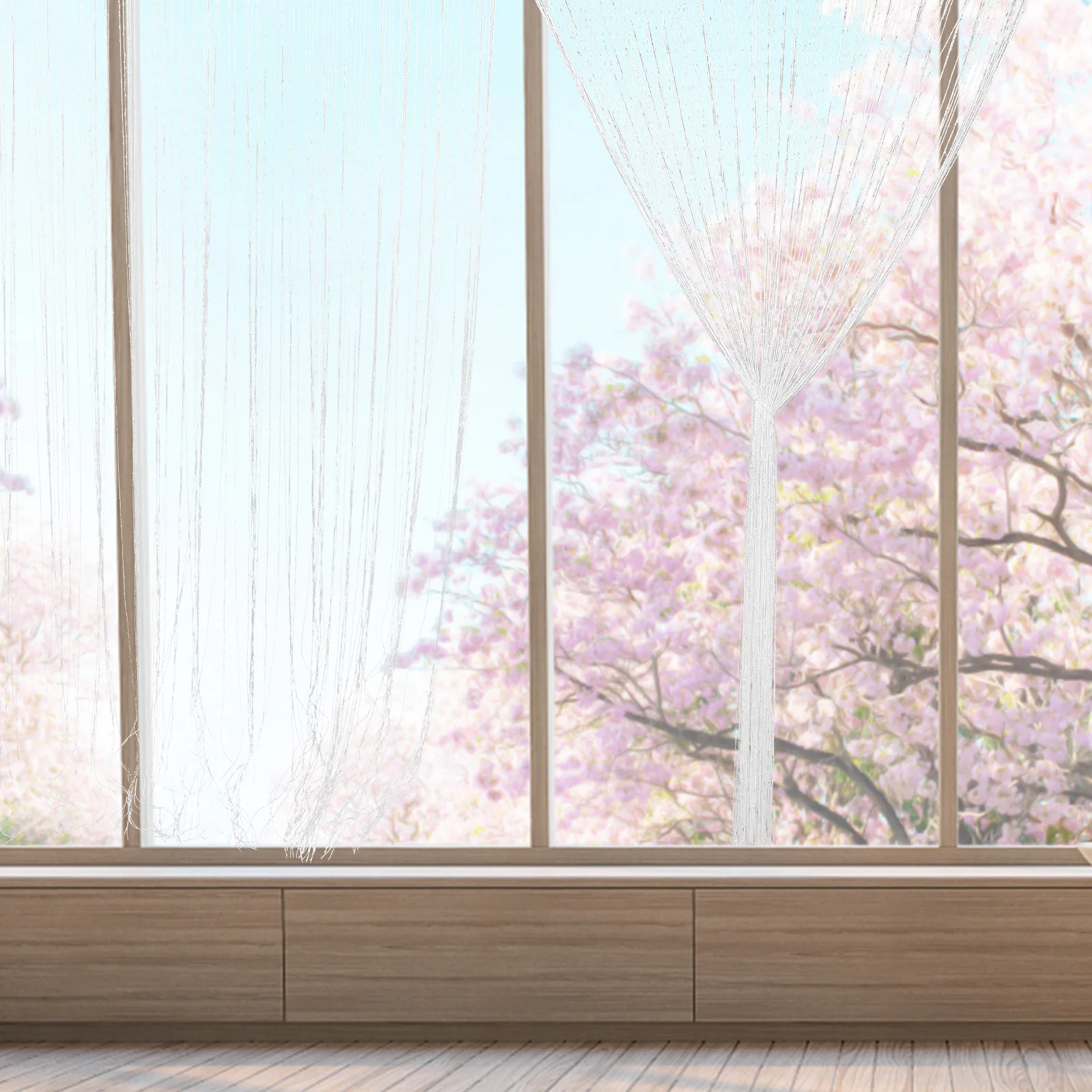 

2pcs Silver Wire Curtain String Partition For Door Wall Window Room Decor Party Wedding Christmas Background Decor