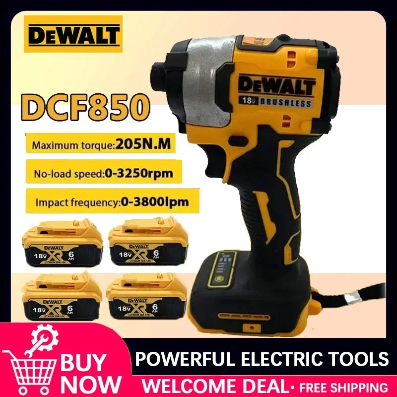 DEWALT DCF850 20V Brushless Impact Driver, 205N.m High Torque Screwdriver, Compact Tool for Construction & Household DIY Tool