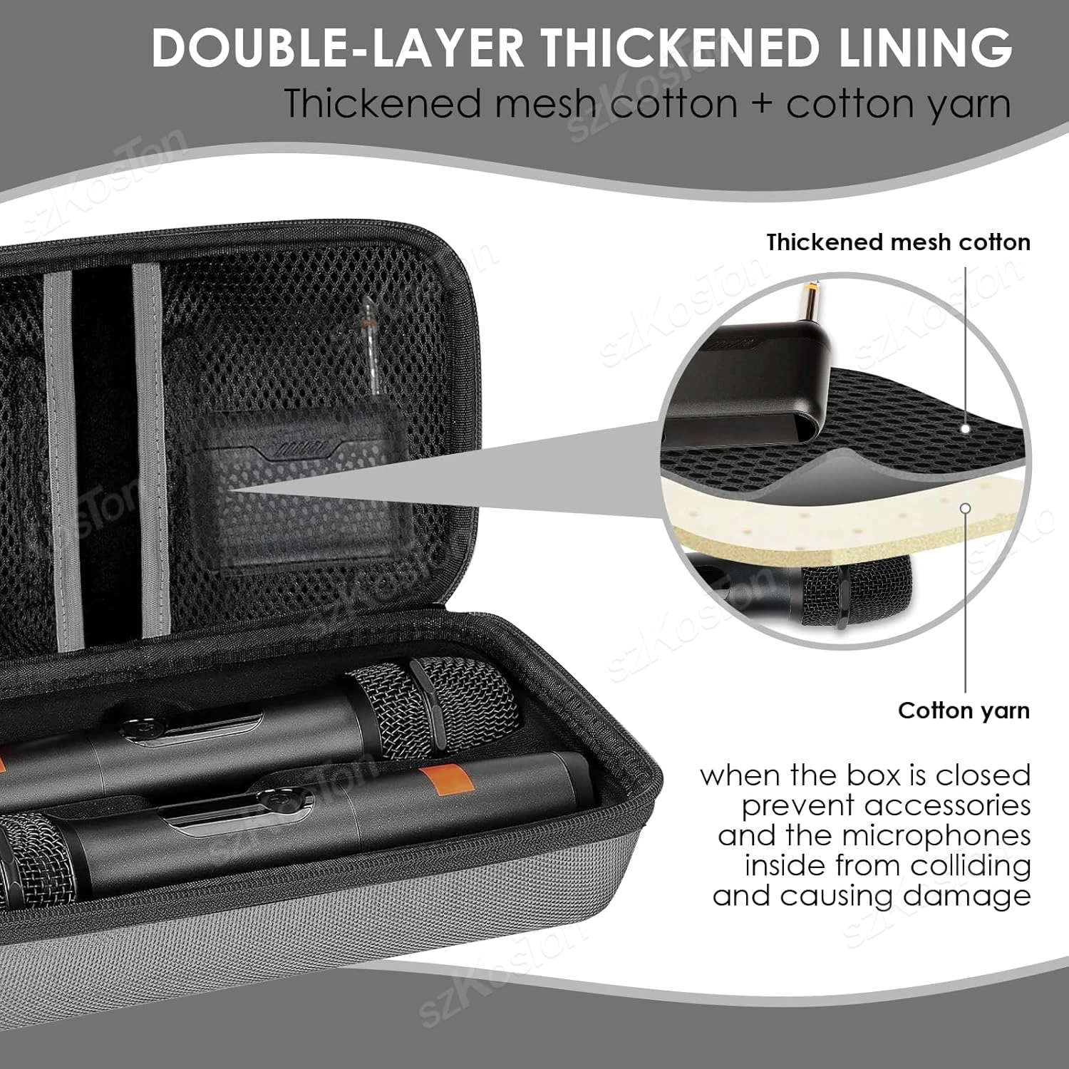 Portable Storage Bag Wireless Microphone Carrying Case For JBL PartyBox Wireless Two Microphone System for Karaoke Microphone