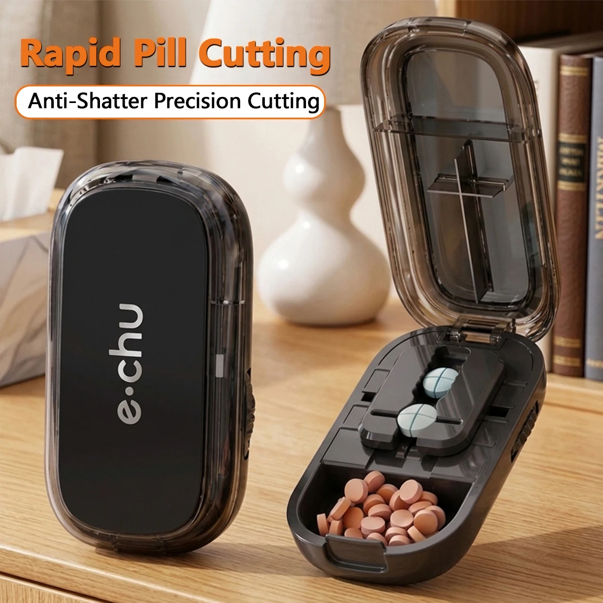 Portable Medicine Cutter Precise Medicine Splitter Tablet Splitting Home Travel Portable1/2 1/4 Pill Cutter Medicine Storage Box