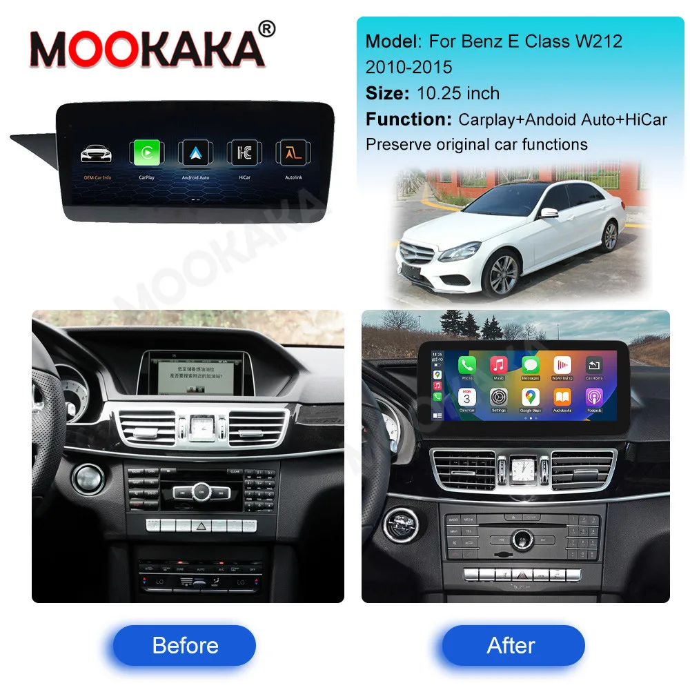 Wireless Carplay Android Auto For Benz E Class W212 2010 - 2015 Linux System Car Multimedia Player DSP WIFi Touch Screen Navi