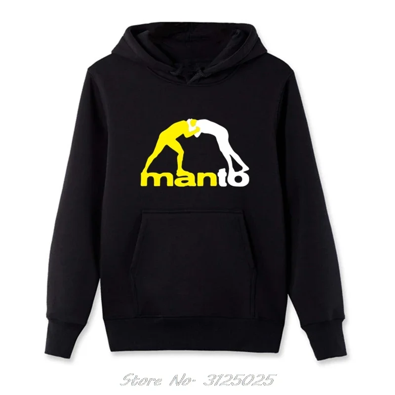 New MANTO Brazilian Jiu Jitsu Men\'s Black Hoodies Print Hoodie Men Streetwear Spring Autumn Fleece Zipper Sweatshirt