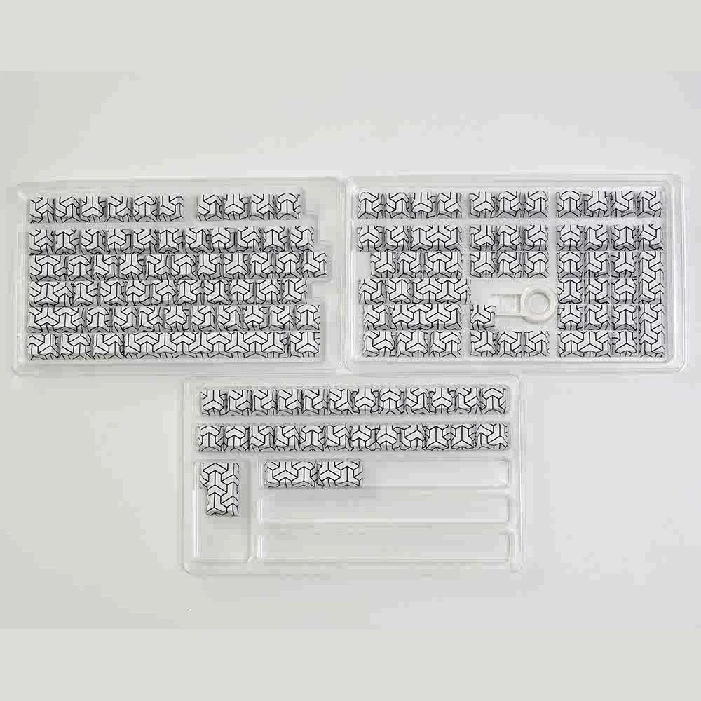 136 keys Cubic White Side Engraved KeyCap Set Translucency Five Sided Thermal Sublimation MX Switches for Mechanical Keyboard