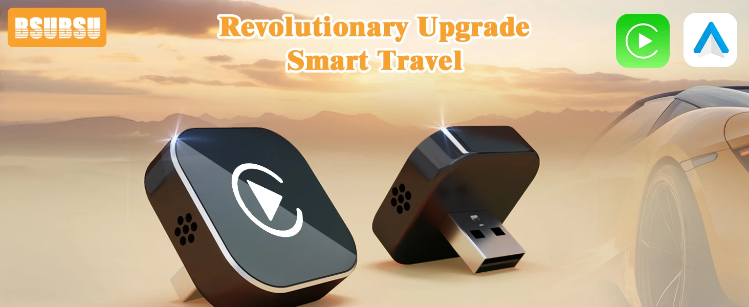 BSUBSU 2 in 1 Wireless CarPlay Adapter
