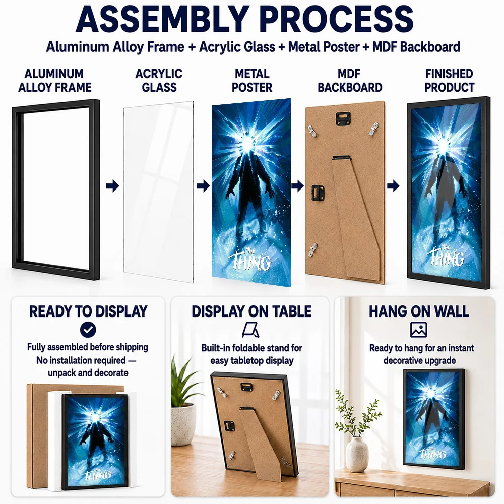 The Thing Movie Metal Poster With Aluminum Alloy Frame Personalized Photo Atmospheric Gothic Style Wall Art For Study Fan Gift