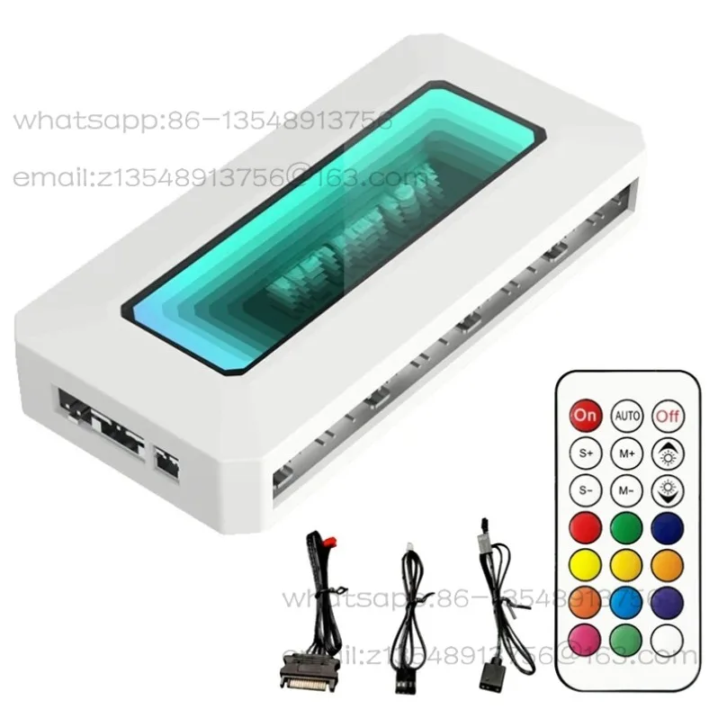Fan hub divider with 4-pin PWM computer cooling synchronous cpu heatsink 5v 3-pin LED strip remote control