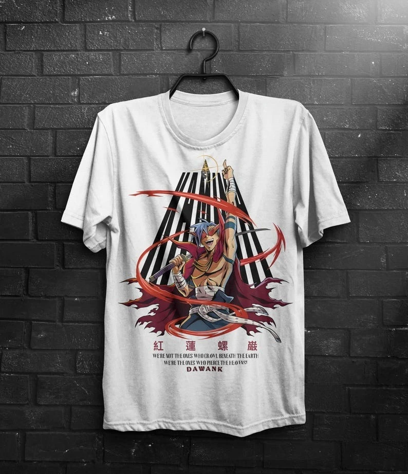 Tengen Toppa T-shirt Oversized Unisex Streetwear Trendy Cotton Printed Cotton Neutral O-Neck Short Sleeve high quality Couples