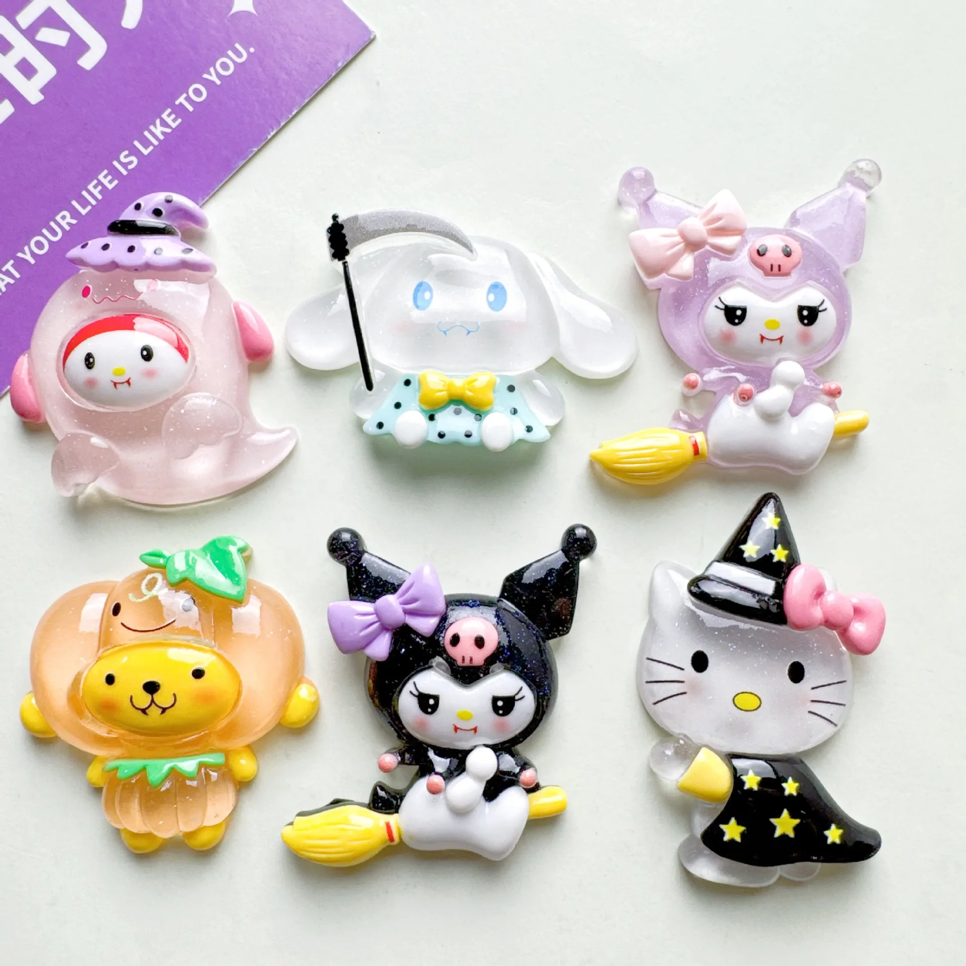 Sanrio New Glow-in-the Dark Halloween Patch Cute Kuromi Cinnamoroll Kid Diy Handmade Accessories for Girl Phone Case Accessories