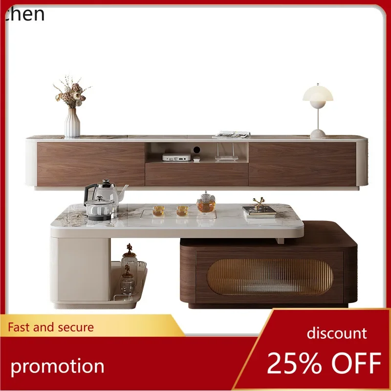 A2-26  rock slab coffee table to make tea integrated multi-functional Kung Fu tea table retractable medieval wabi-sabi wind