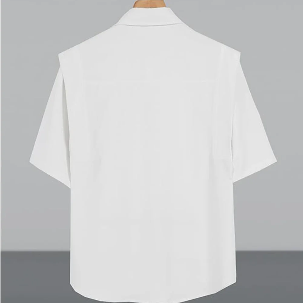 Draped Casual Shirt Ice Silk Top Casual Fashion 2XL Draped Short Sleeve Shirt Short Sleeve Shirt Slight Stretch