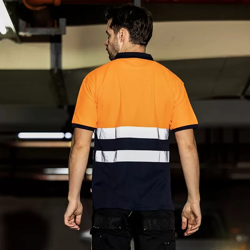 Camicia da lavoro ad alta visibilità Polo riflettente a maniche corte ad alta visibilità per maglietta di sicurezza estiva Abbigliamento da lavoro da costruzione