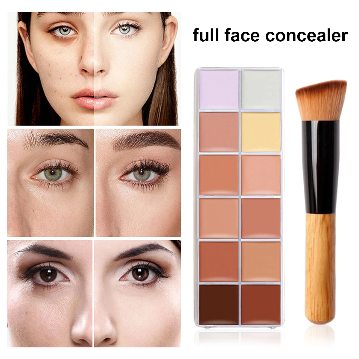 Professional Concealer 12 Colors Palette Cover Acne Dark Circles Waterproof Moisturize Lasting Face Contour Base Cosmetics