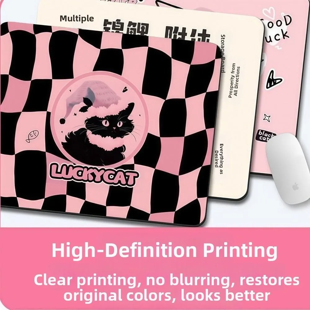 

Нескользящий черный коврик для мыши с котом, водонепроницаемый, устойчивый к царапинам женский коврик для мыши, портативный резиновый коврик для мыши с котенком
