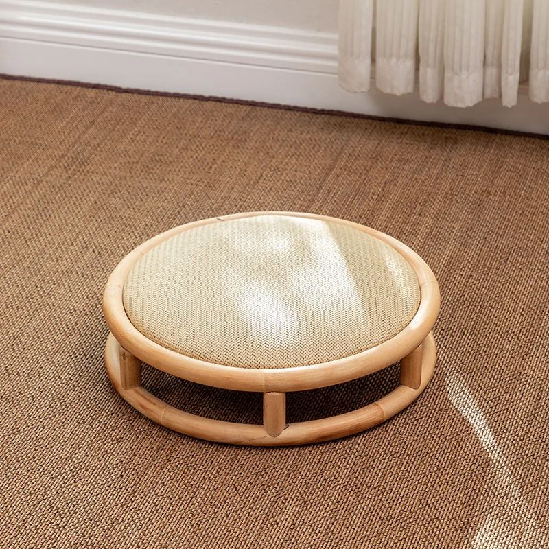Minimalist Tatami Mat Home Bay Window Low Stool Tea Ceremony Grass Woven Cushion Zen Meditation round