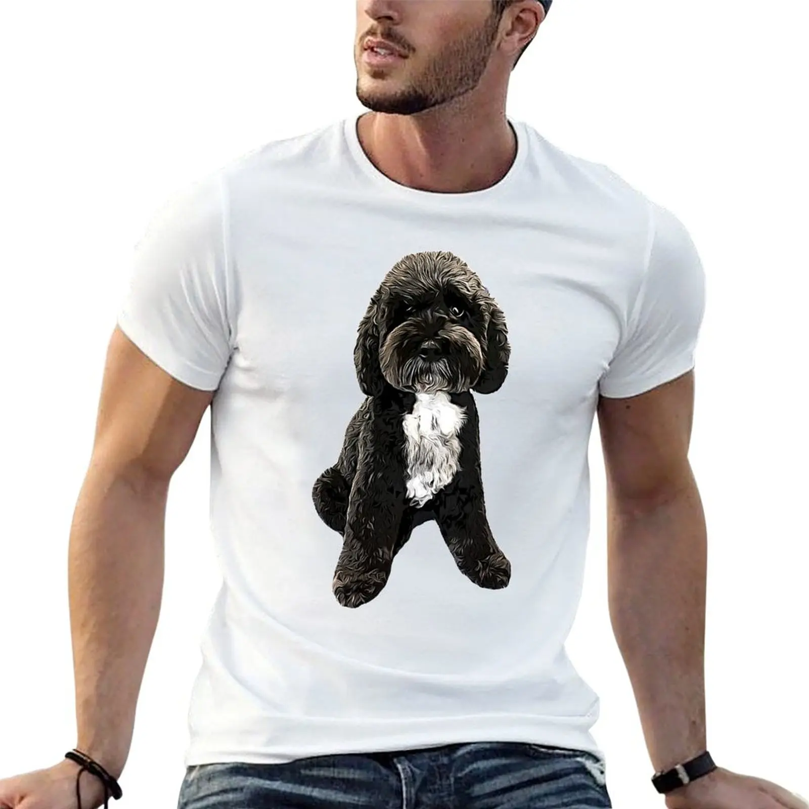 Cockapoo Cavapoo Black with White Puppy Dog T-Shirt heavyweights fashion shirts mens clothing
