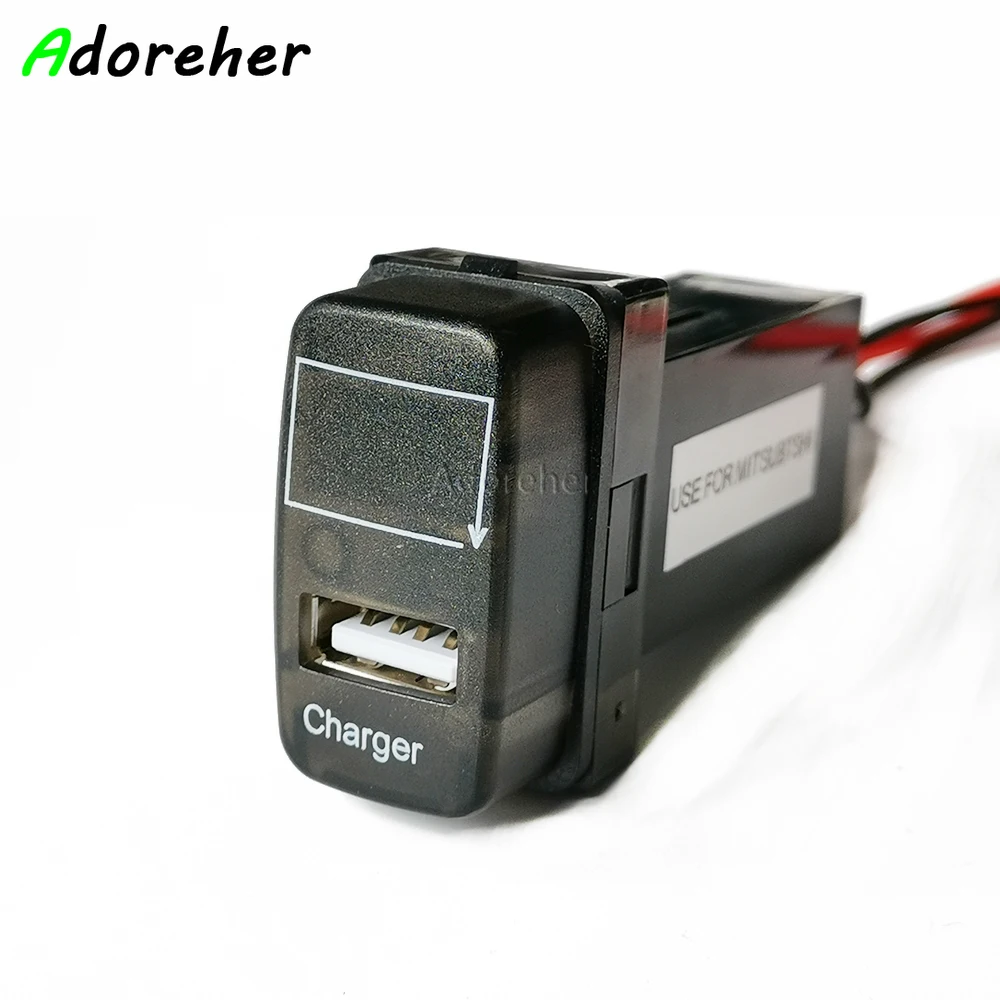 1PC QC3.0 Car USB Port Fast Charger TYPE-C PD Smartphone Charging Adapter LED for Mitsubishi Pajero Sport 11-15 models